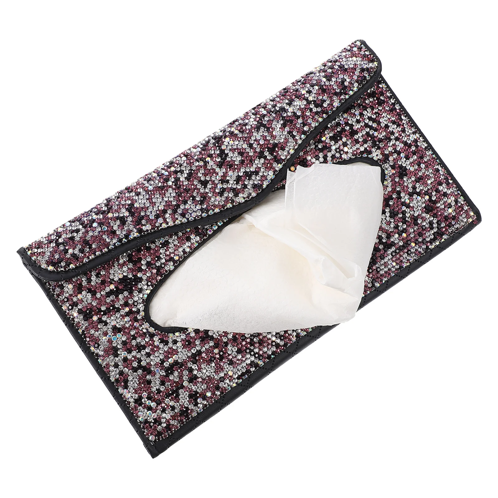 

Car Tissue Box Pu Rhinestone Bling Sun Visor Holder Hanging Organizer For Car Interior Decoration Tissue Case