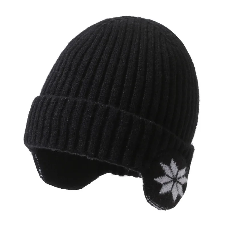 Hat Warm Knitted Winter Cycling Plush Ear Protection Woolen Scarf Men\'s Youth Pullover Hat