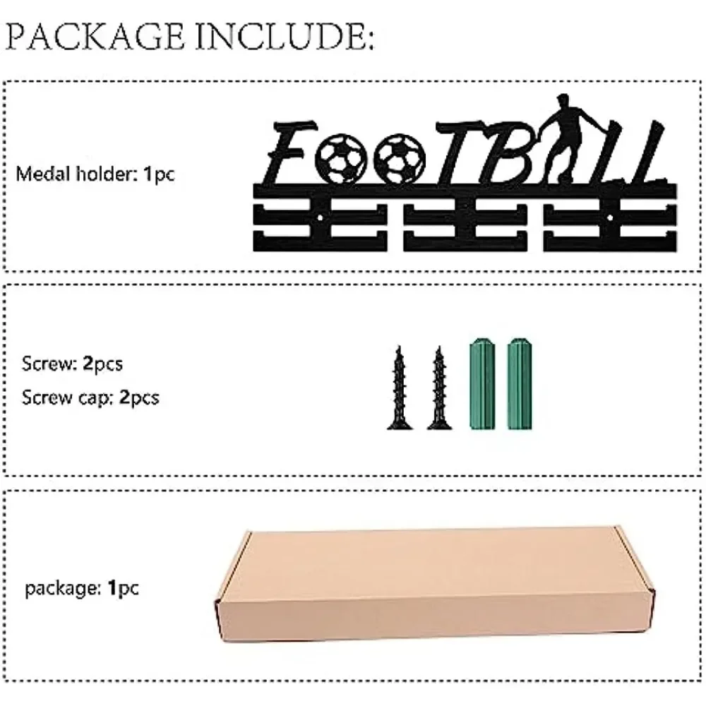 Soporte de medallas de fútbol, colgador de medallas deportivas de fútbol, estante de exhibición de madera montado en la pared, más de 30 medallas