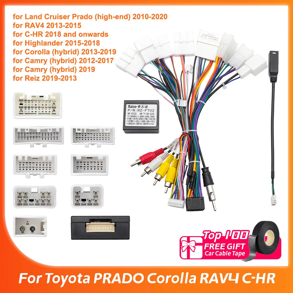 Decodificador Canbus para Toyota Corolla 2013 - 2019 Conector de Rádio Android Conector de 16 Pinos para Rádio de Carro Toyota RAV 4 2013 - 2015