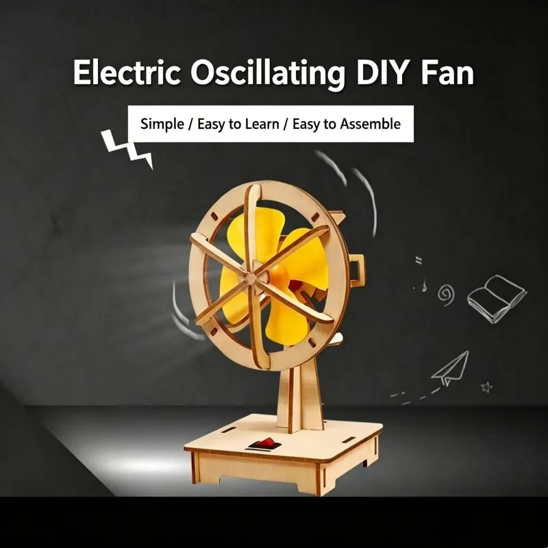 Kit de Modelo de Ventilador Eléctrico Oscilante para Niños, Experimento Científico DIY - Proyecto Educativo STEM de Manualidades para Estudiantes, Juguete, Regalo para Niños