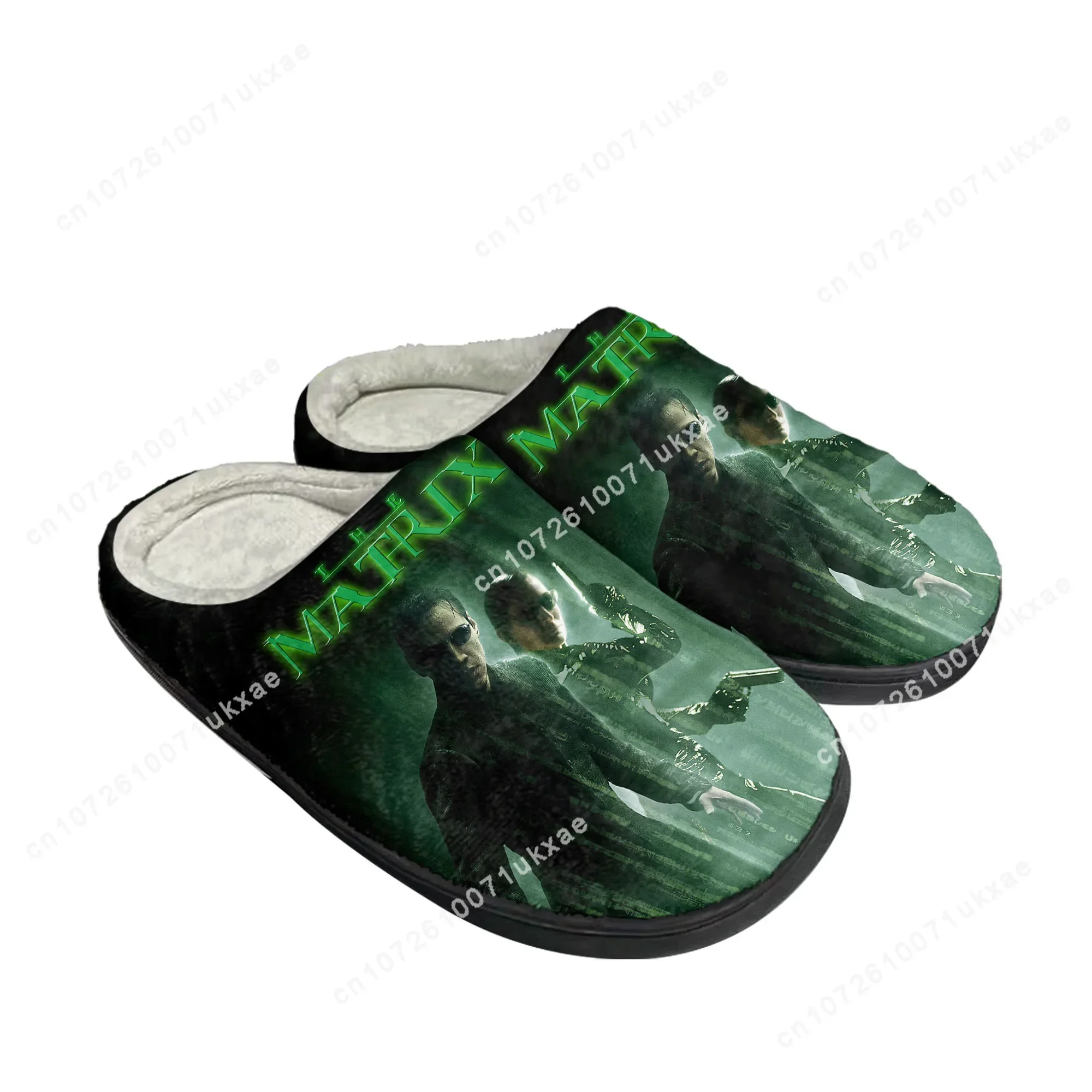 Pantoufles thermiques en coton The Matrix Movie Home pour hommes et femmes, chaussures de chambre décontractées en peluche, garde au chaud, pantoufles d'intérieur personnalisées