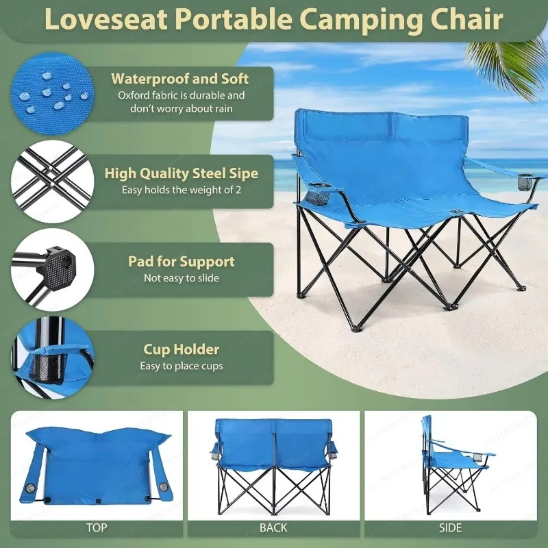 

Modern Aluminum Oxford Cloth Folding Camping Chair Set, Foldable Large Portable