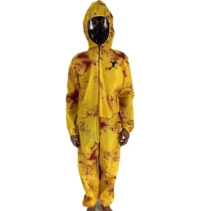 

New Walking Dead Zombie Horror Costume Child Halloween Radiation Protection Adult Scary Yellow Jumpsuit for Men