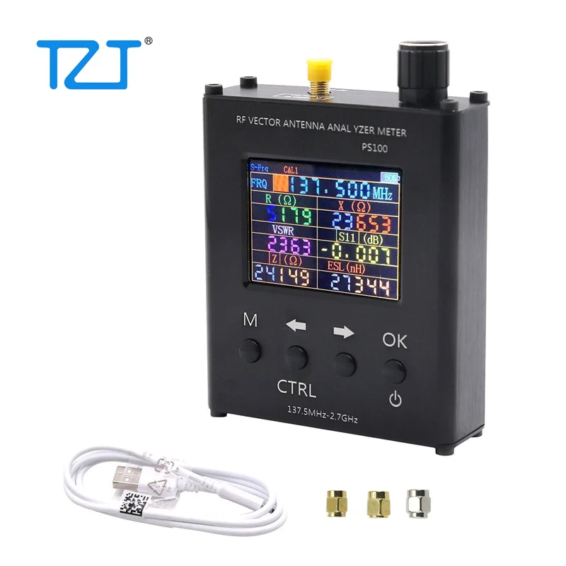 TZT N1201SA+ 35MHz - 2.7GHz UV RF Antenna Analyzer SWR Meter Tester with Aluminum Alloy Shell PS100/PS200