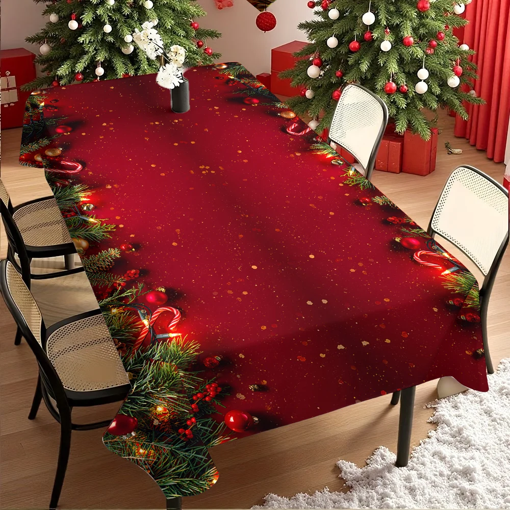 Christmas Tablecloth, Christmas Holly Tablecloth For New Year Party And Dinner Christmas Table Decor Tablecloth