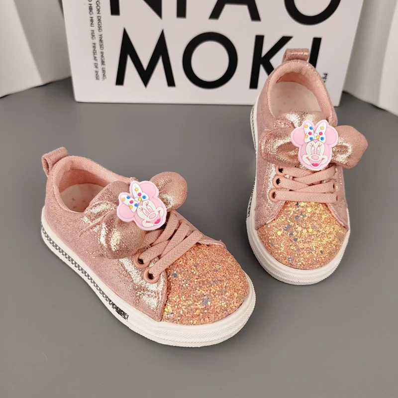 

Нескользящая повседневная обувь на мягкой подошве с Микки Маусом и Минни, первые ходунки для девочек Диснея, детские кроссовки с героями мультфильмов, детские кроссовки