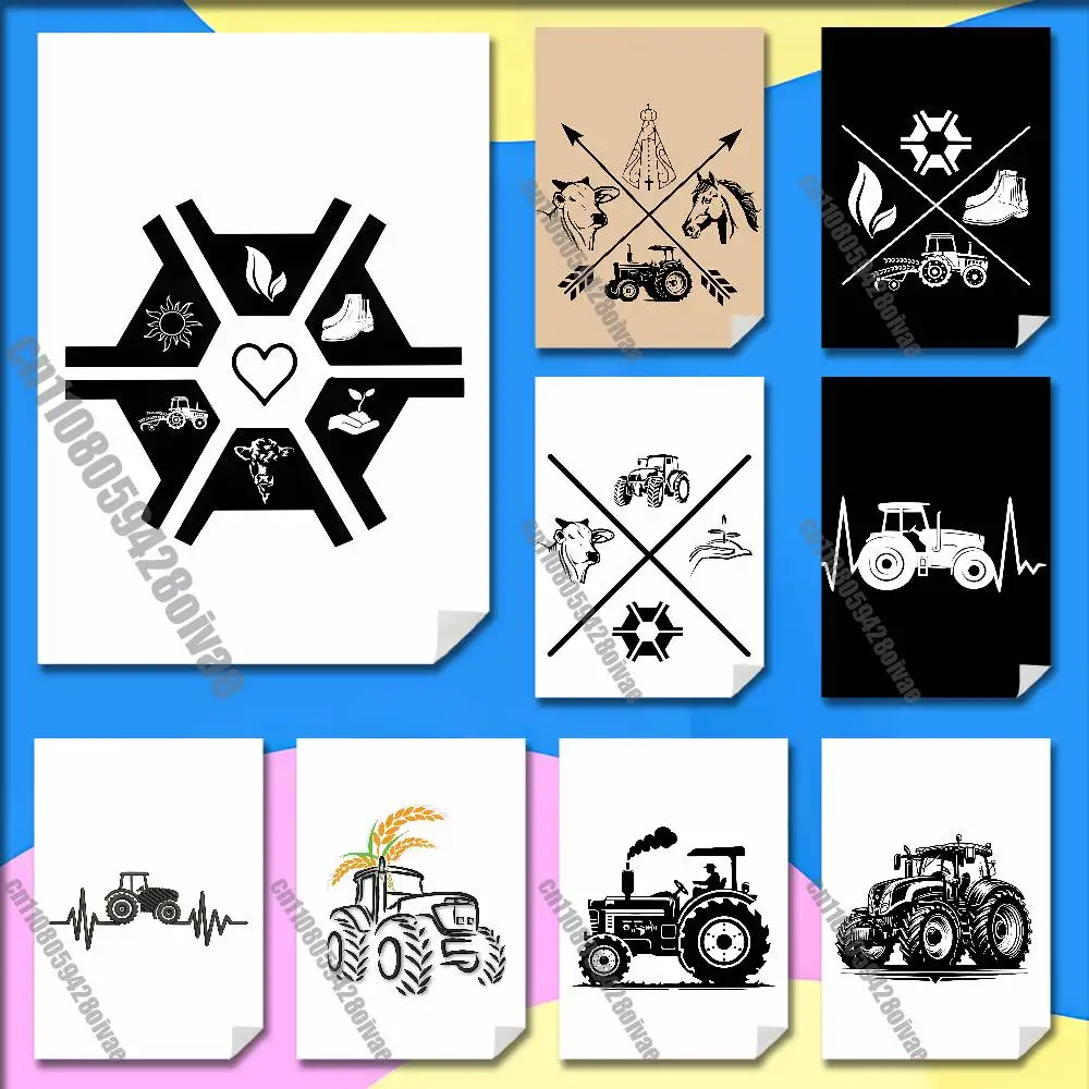 

Farm Vehicle Tractor Agriculture Truck Poster Wall Sticker For Bedroom 30x40cm Self-adhesive Decoration Fans Playbill Cover