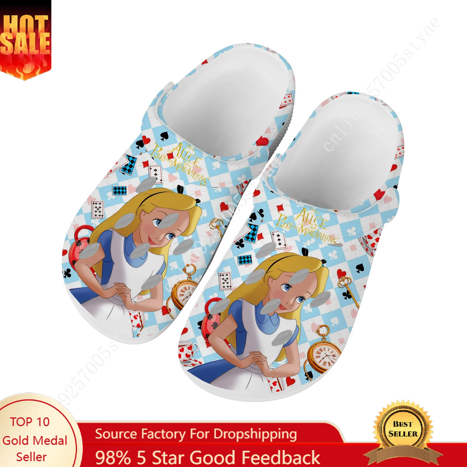 

Alice In Wonderland Water Shoes Men Women Comfortable Fashion Home Garden Clogs Customizd Sandals Beach Breathable Hole Slippers