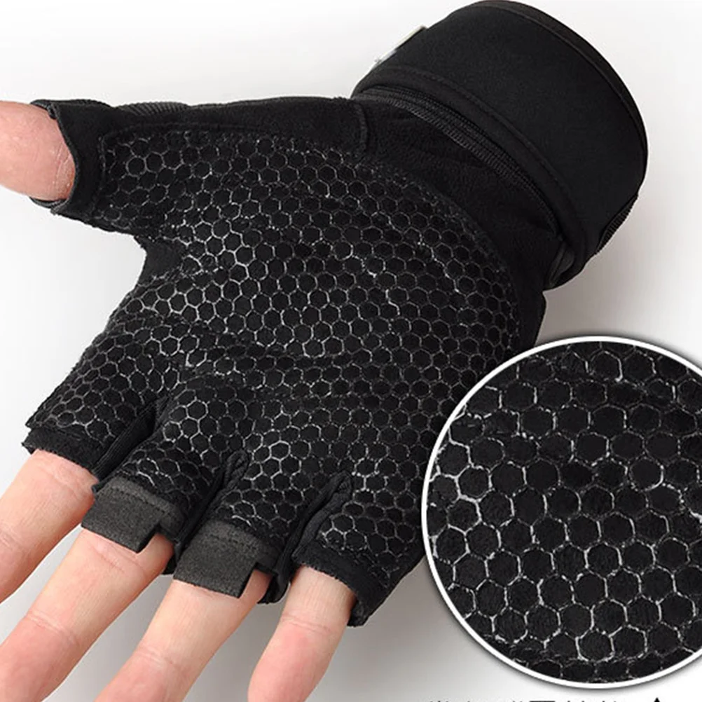 

1Pair Sport Half-Finger Gloves White Line Black Size L Comfortable Breathable Elastic Anti-Slip Shock-Absorbing Climbing