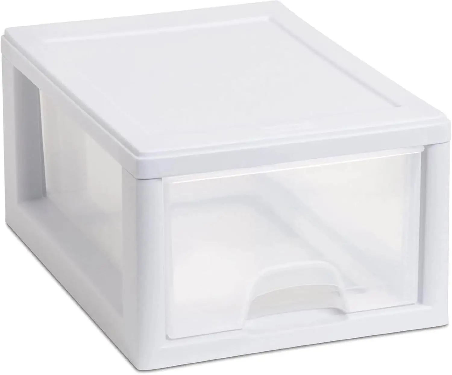 Stacking Drawer Storage Organizer for Clothes, 6 Quart, 12-Pack | White Frame, Stackable Modular Clear Plastic Drawers
