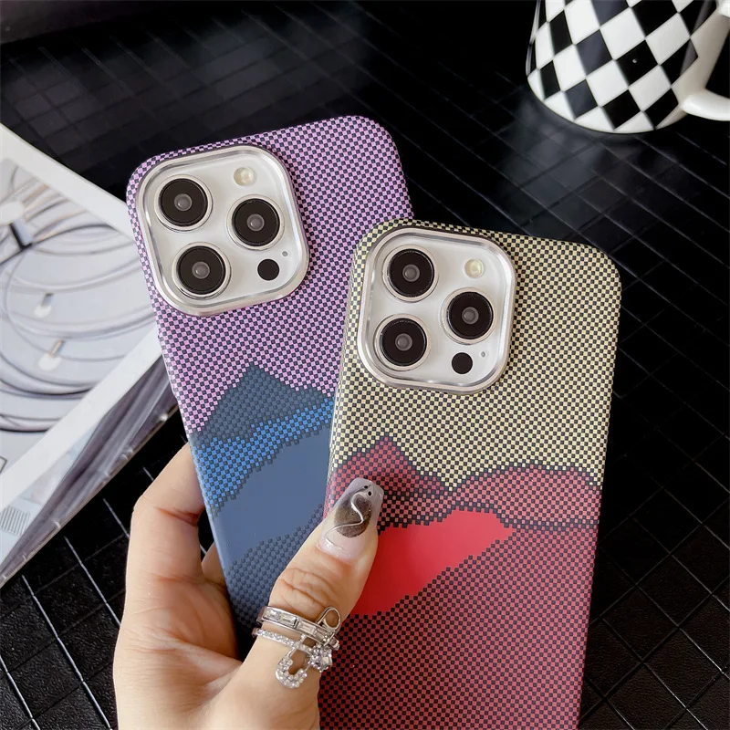 Kevlar textured phone case for iPhone 15 14 13 12 Pro Max New magnetic PC hard case For iPhone 15 Pro iPhone 11 protective case