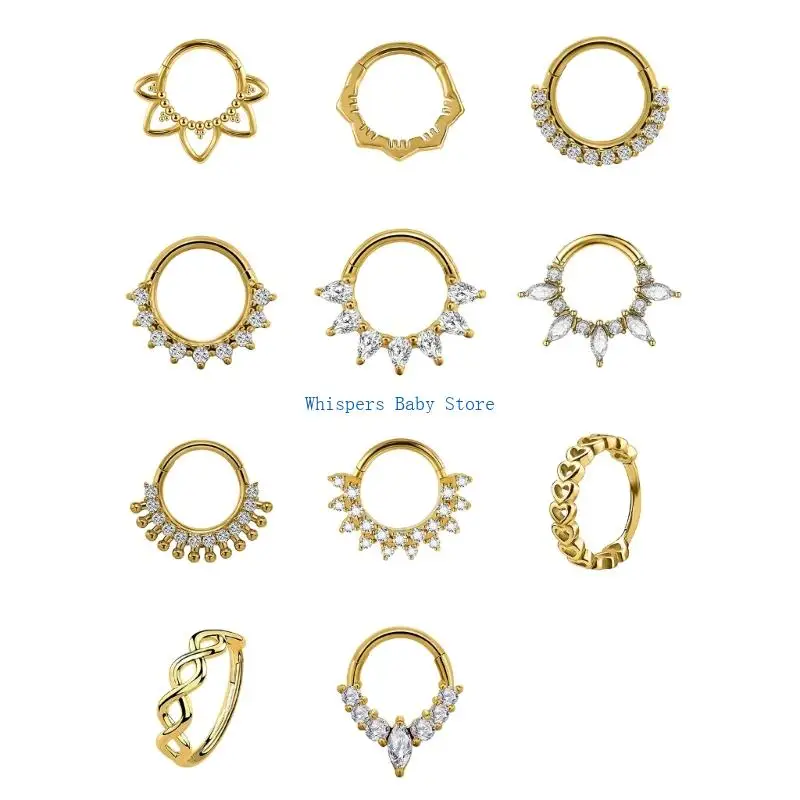 

U90E Elegant Crystal Nose Ring Unique Ear Cartilage Piercing Accessory Jewelry