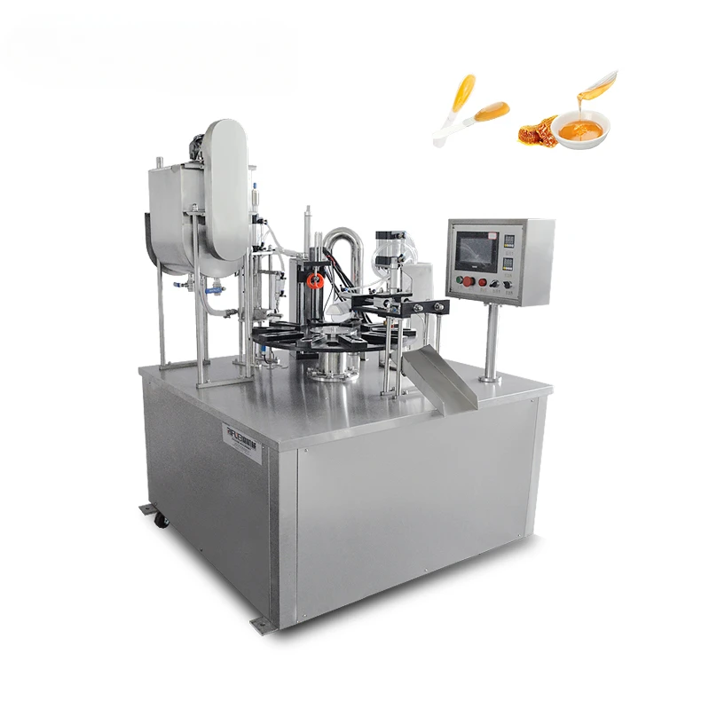 Rotary filling sealing liquid honey spoon packing machine for honey