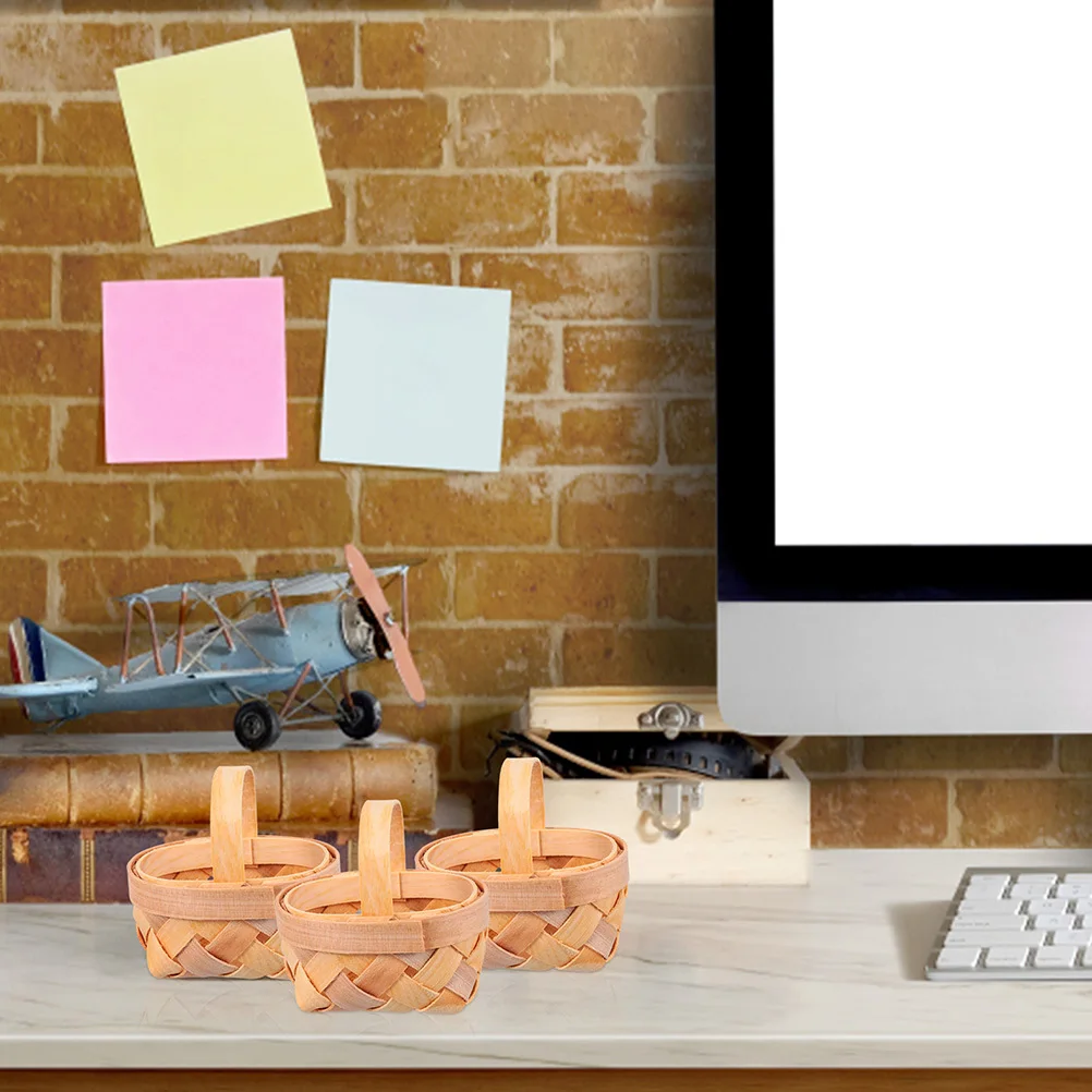 

10Pcs Small Wooden Baskets Handmade Woven Basket for Floral Arrangement Window Sill Garden Restaurant Wedding Party Decoration