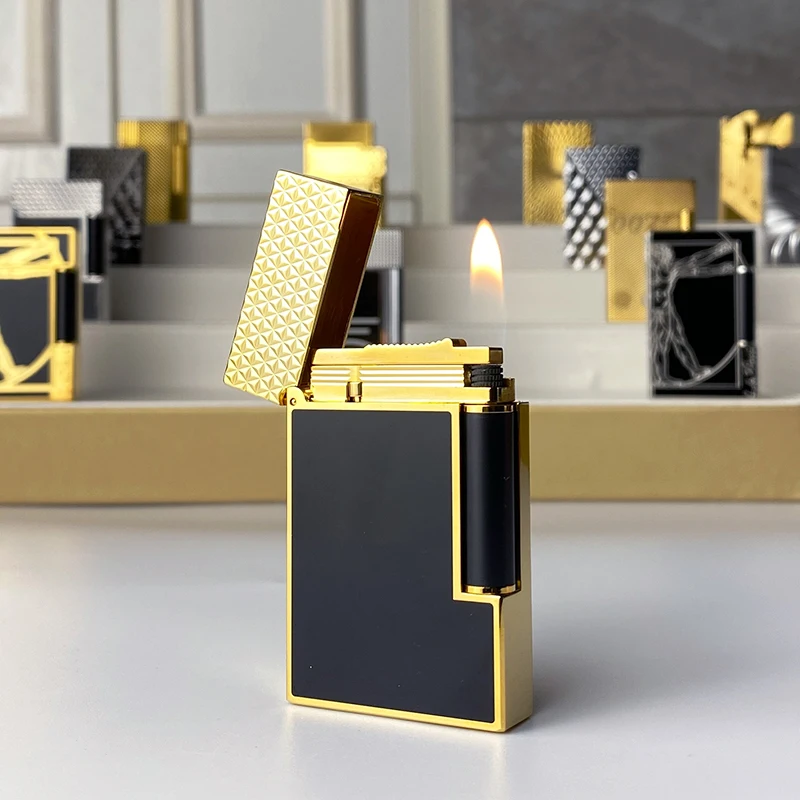 Luxury Commemorative Butane Lighter Single/Dual Flame with Ping Sound Natural Paint Design for Cigarette Smokers