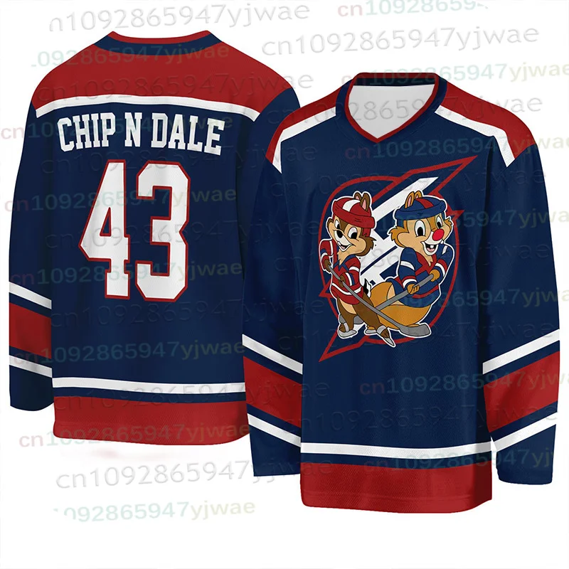 

Хоккейная футболка Chip N Dale, хоккейная футболка Chip And Dale Chipmunks, летняя модная спортивная одежда для косплея, дышащая футболка с длинными рукавами