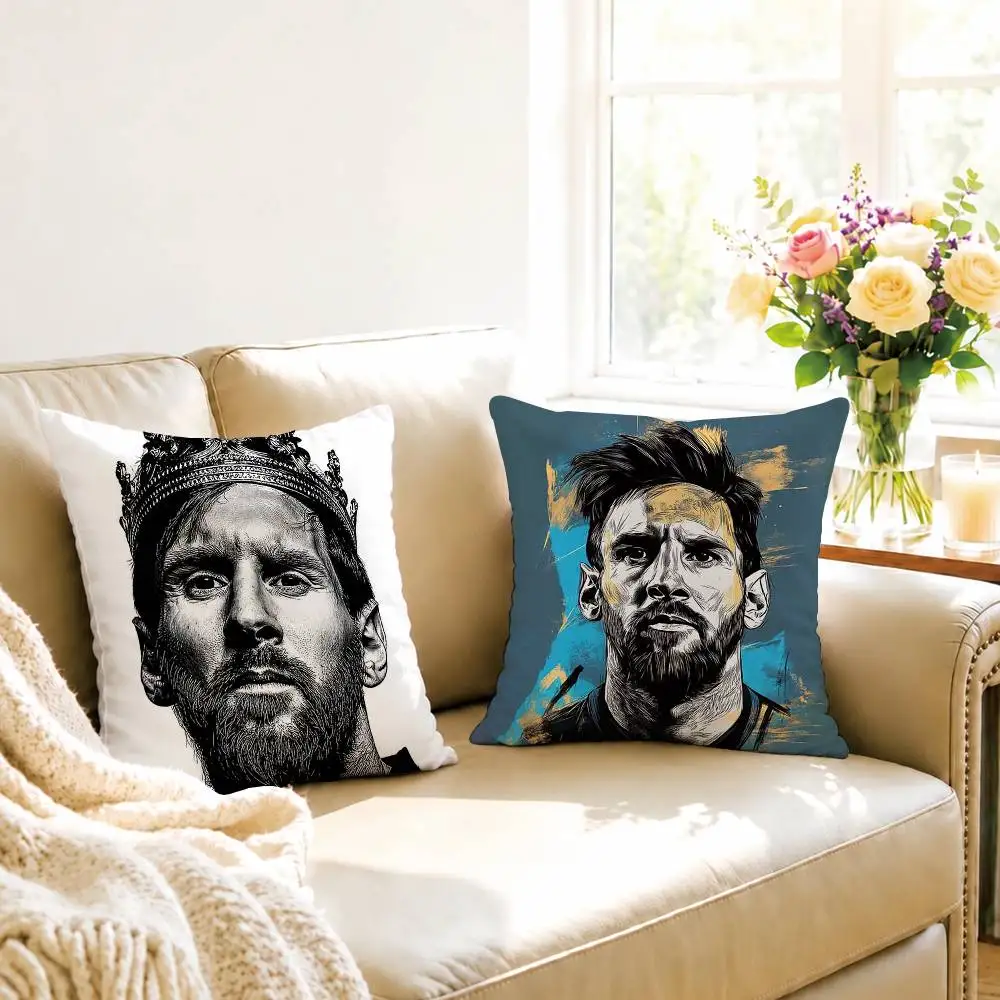 Basketball superstar Lionel Andres Messi Square Double-Sided printed Pillow Case Bedroom Bedside Pillow Sofa Cushion Cover Gift