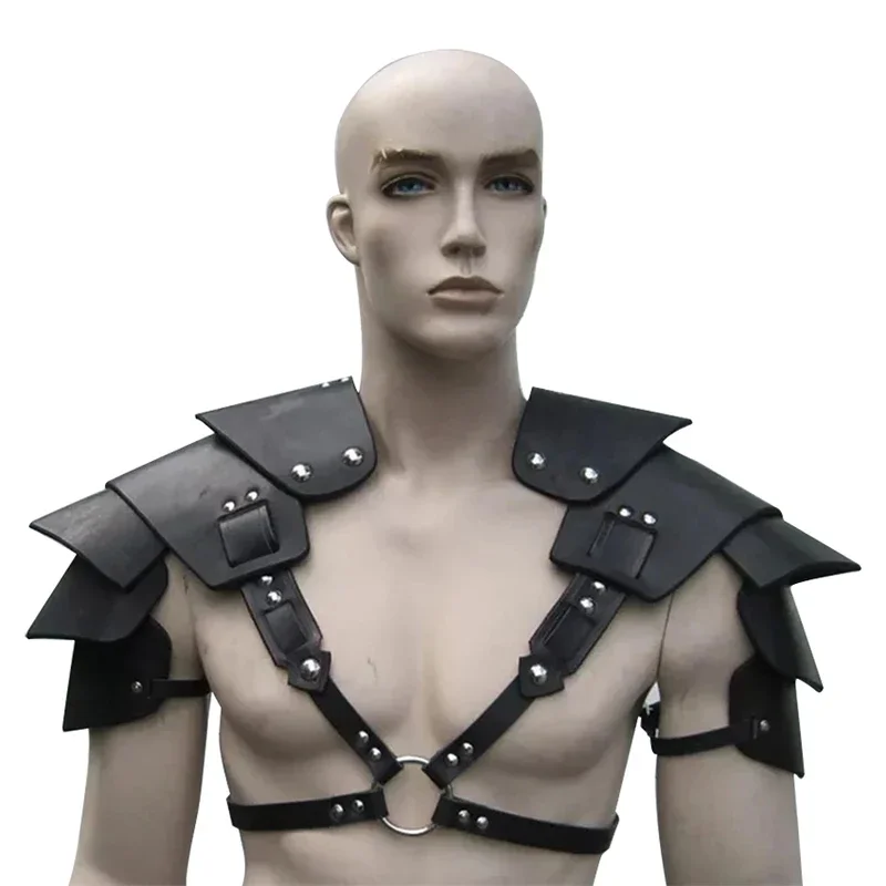 Medieval Viking Battle Knight Warrior Steampunk Shoulder Armor Vest Leather Halloween Costumes Gothic Gladiator Pauldrons Belt