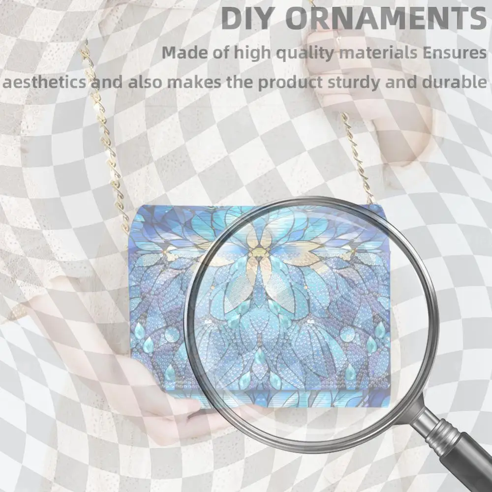 

DIY Mandala Diamond Art Wooden Pouch with Chain 5D Diamond Painting Purse (B)