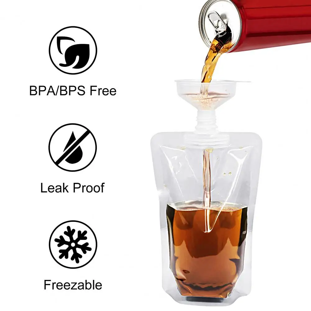 10 Pcs Brilliant Liquid Spout Bags  Food Grade Clear Liquid Pouch  Refillable Empty Squeeze Pouch