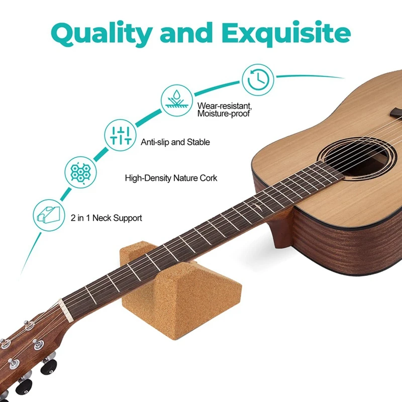 Cork Guitar Neck Rest, Guitar Neck Cradle Support Pillow, Guitar Accessories For Repair, Maintenance, Cleaning Wood Color