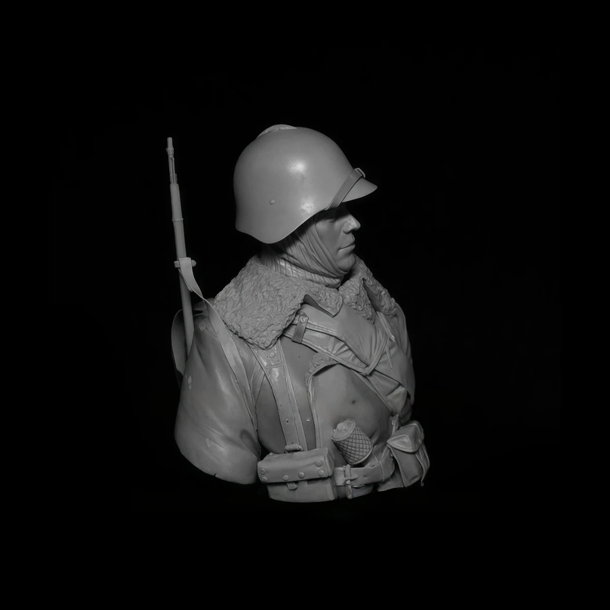 ชุดโมเดลเรซิ่น 1/10 แบบยังไม่ได้ลงสี, รูปปั้นครึ่งตัวของทหารราบกองทัพแดงสงครามฤดูหนาว ยังไม่ได้ประกอบและยังไม่ได้ลงสี GK, 1981X