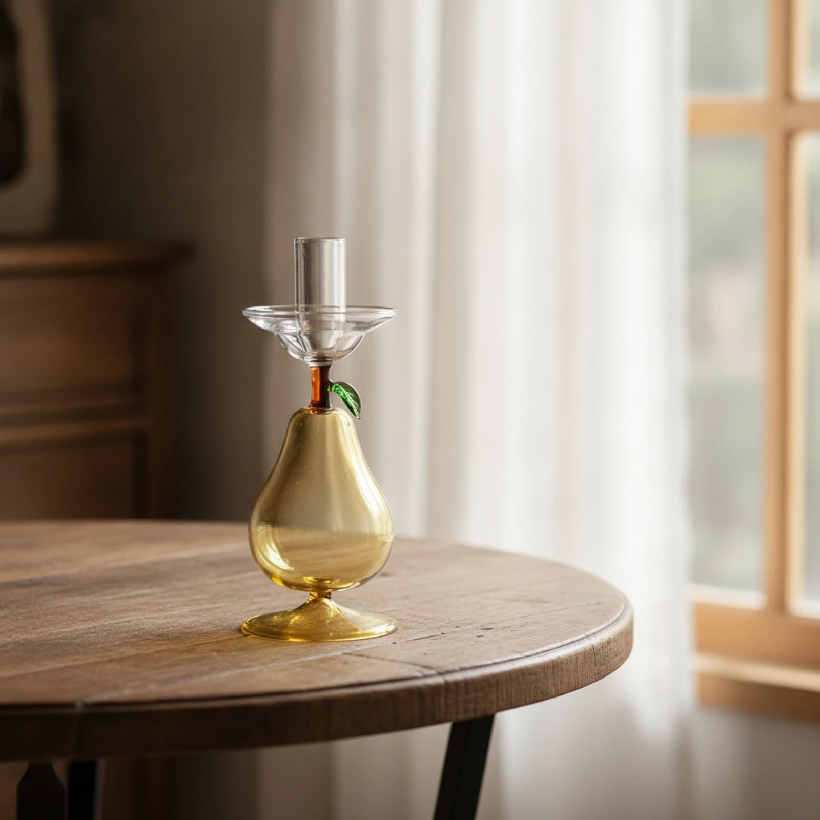 Pear Candle Holder Decorative Candle Holder with Cylinder Sleeve Candlestick Amber Decor Elegant for Brides, Dinner Party