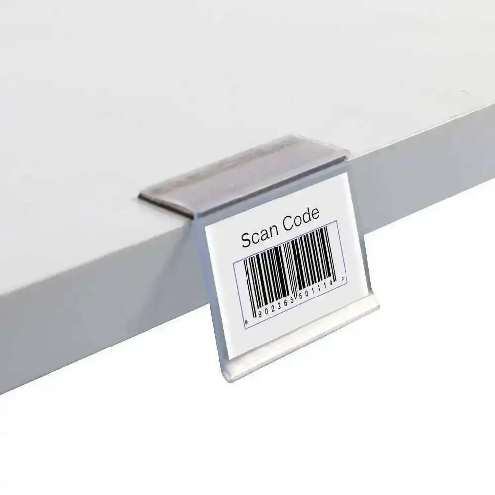 

Clear Plastic L Shape Label Clip Data Strip Shelf Sign Holder Cover With Magnetic Tape