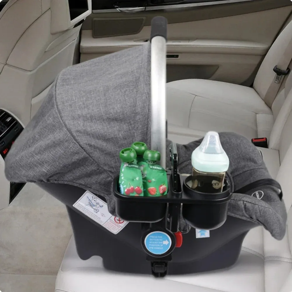 3 in 1 Stroller Bottle Organizer Black with Phone/Snack Holder Stroller Bottles Rack Multifunctional Durable