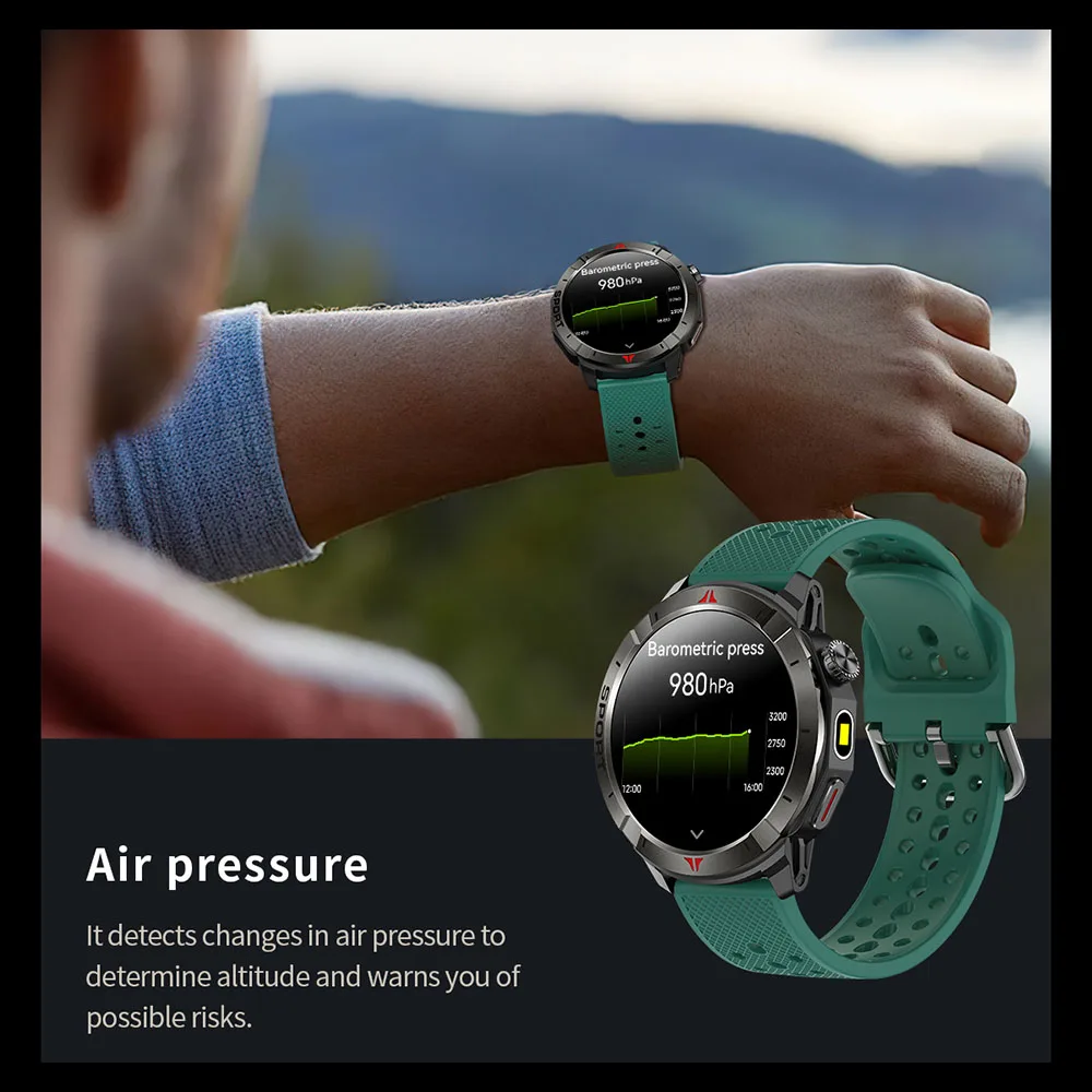 NORTH EDGE GPS+GLONASS Smart Watch 1.43\'\' AOD Amoled Display Altitude Barometer Compass Fashlight Long Standby Sports Smartwatch