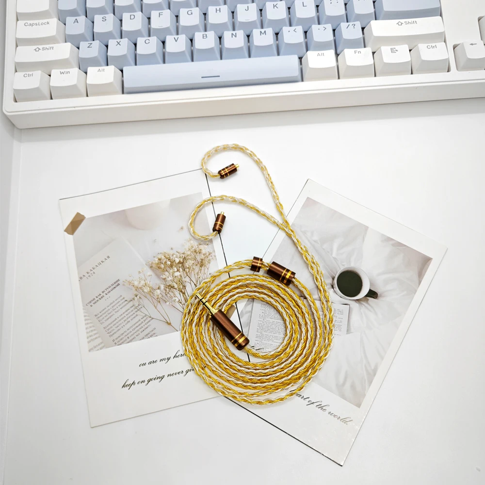 Kun Earphone Upgrade Cable 16 Strand Silver Gold 0.78mm Mmcx Im50/70 QDC N5005 IE80S IE9000.25.4.4MM Fever Grade Cable