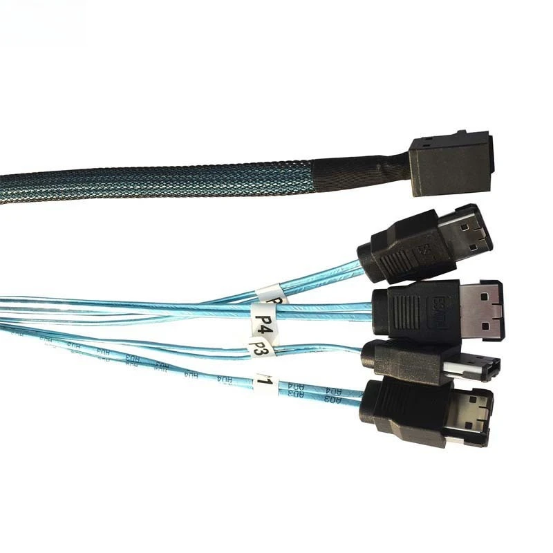 ADT-Link MINI SAS HD SFF-8643 To 4 E-SATA Server Storage Hard Disk High Speed Cable Length Optional 0.5M 1M