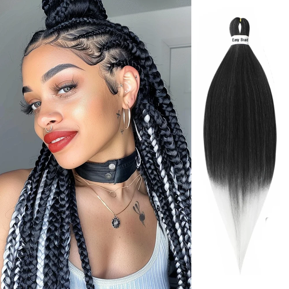 Trançando extensões de cabelo para mulheres africanas, pré esticadas, tranças jumbo, reto perversos, cabelo sintético, ombre, 90g