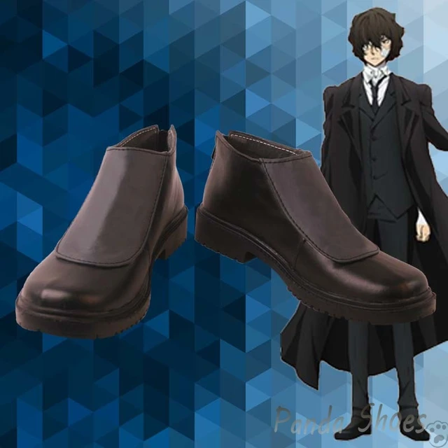 Bungo Stray Dogs Dazai Osamu Cosplay Shoes Anime Cos Black Leather 