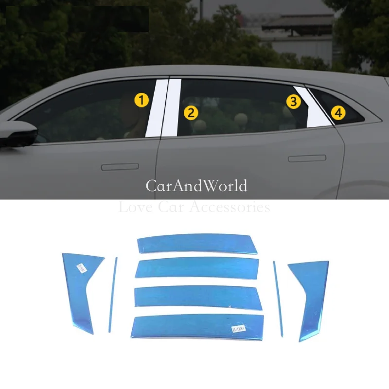 Stainless Steel Car Body Middle Window Pillar Door Center B/C Column Trims Auto Decorative Accessories For CHANGAN UNI-K UNIK