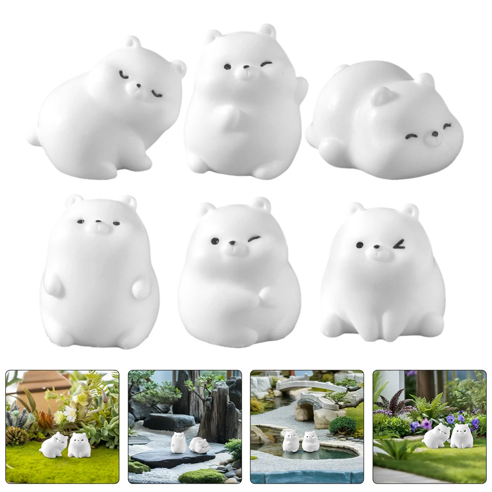 

6Pcs Resin Mini Bear Micro Landscape Decoration Cute Winter Animals Scene Desktop Bedside Table Christmas Ornaments Valentines