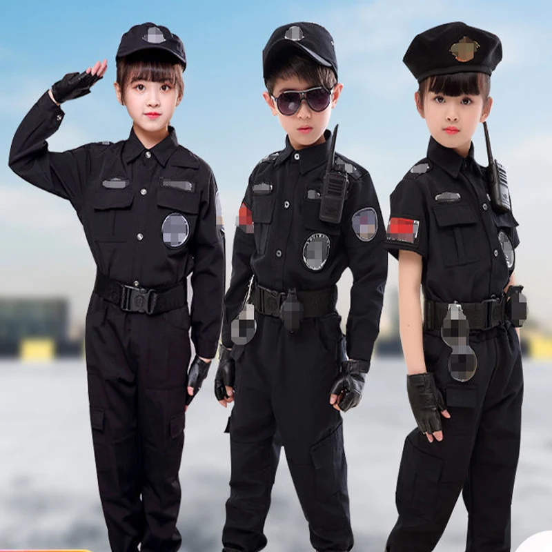 Girls Boys Policemen Cosplay Costume Toddler American Police Shirt Uniform Children's Holiday Party Games Cosplay Toy Set Gift