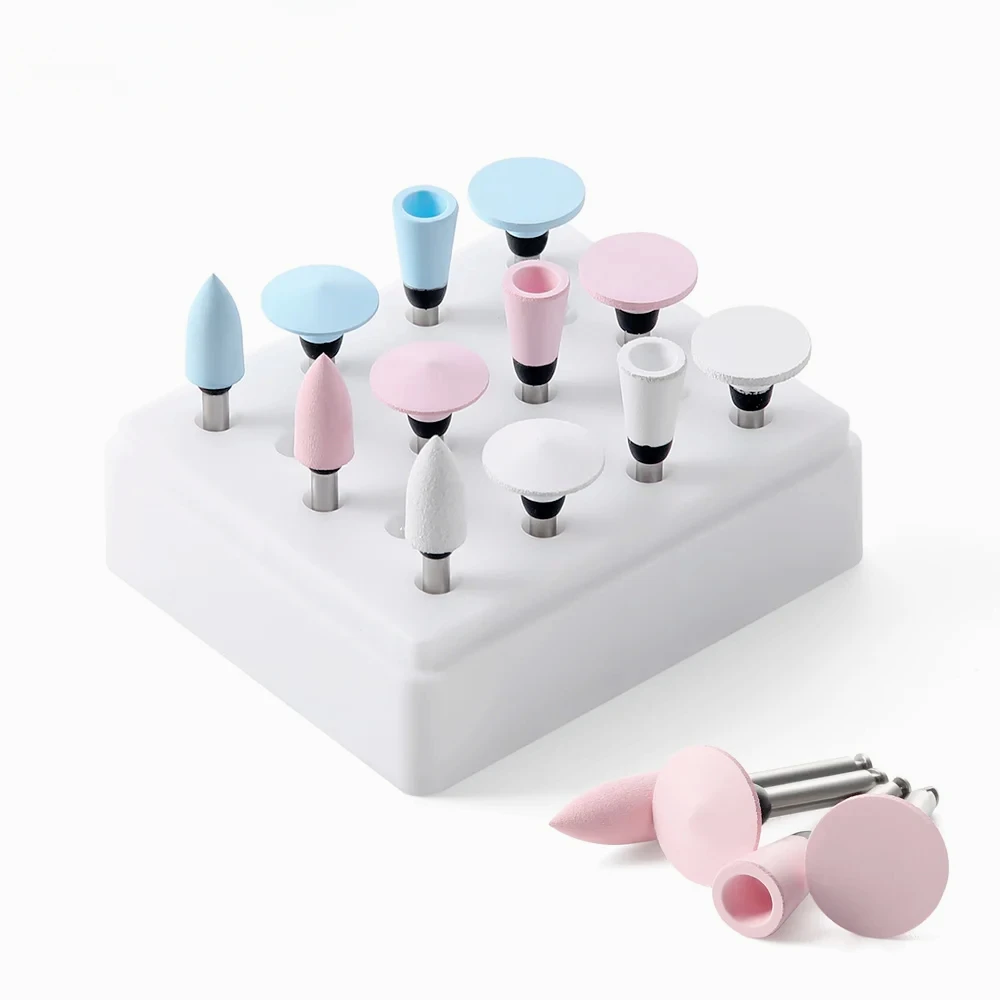 

12Pcs Dental Silicone Polishing Rubber Burs Set | Teeth Polisher Grinding Heads 2.35mm RA Finisher for Low Speed Handpiece