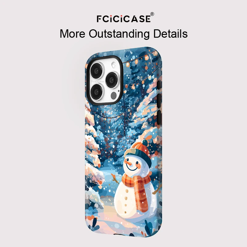 เคสโทรศัพท์แม่เหล็ก Fcicicase สำหรับ Magsafe สำหรับ iPhone 17 16 Pro Max 15 Plus 11 12 13 14 Pro ลายตุ๊กตาหิมะ ป้องกันการกระแทก
