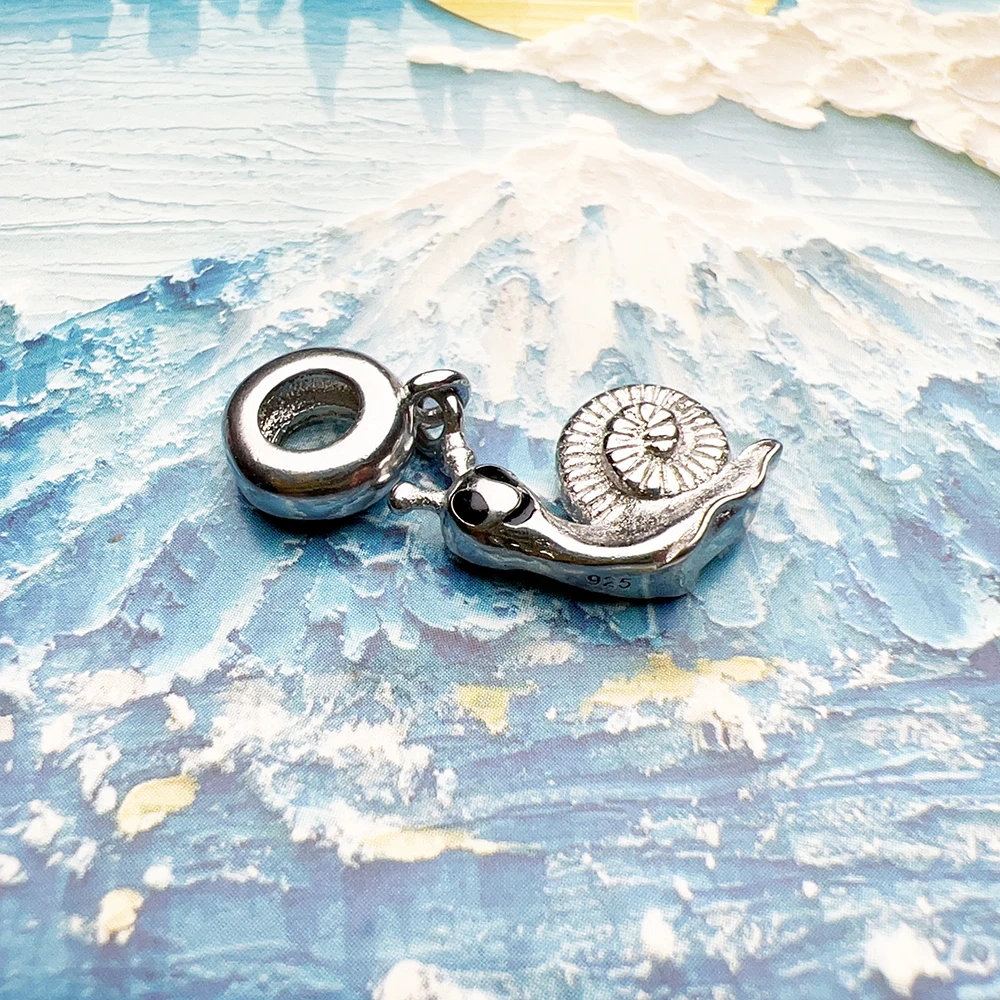 Snail Dangle Charm Lucky Pendant Women Men Summer 925 Sterling Silver Fine Jewelry Cute Gift - Image 5