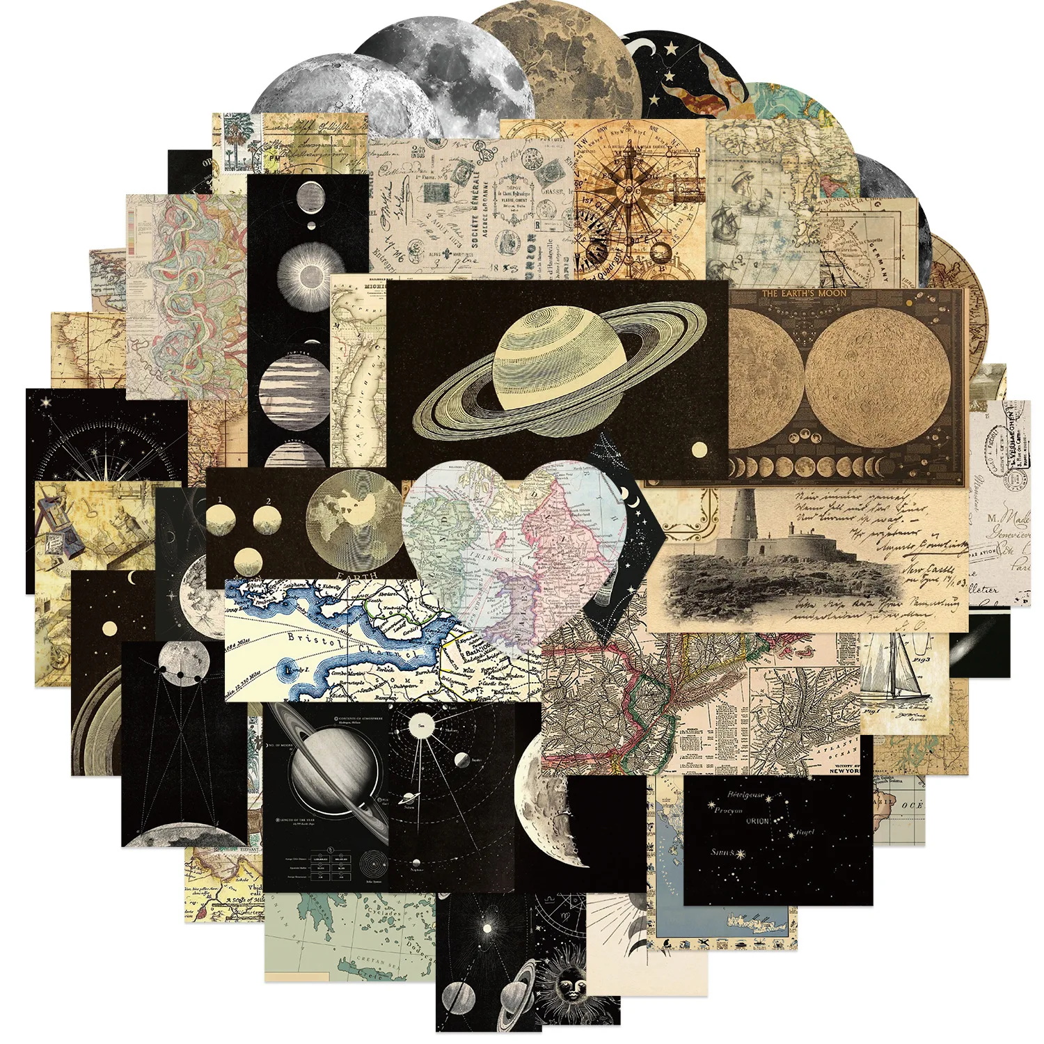 

50 шт., винтажная карта планеты, ПВХ наклейка, эстетические детские корейские канцелярские принадлежности, украшения «сделай сам», школьные принадлежности для скрапбукинга