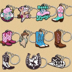 1PCS PVC Cute Keychain New Arrival Cowboy Boots Wholesale Custom Key Chain Anime Accessories Handbag Pendant Kids Toys Keyholder