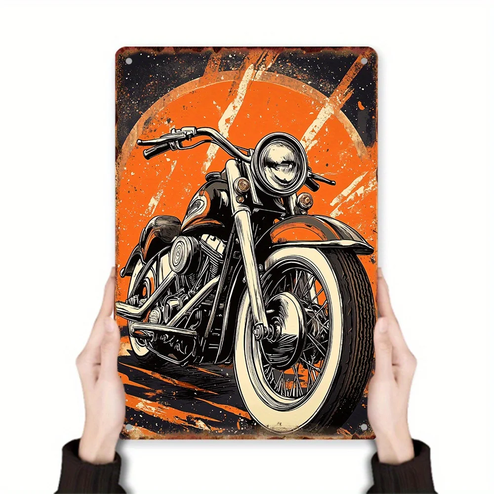 Vintage Motorcycle Metal Wall Art - Retro  Tin Sign for Home, Garden, Studio, and Cafe Decor | High Bend-Resistance, Durable Moi