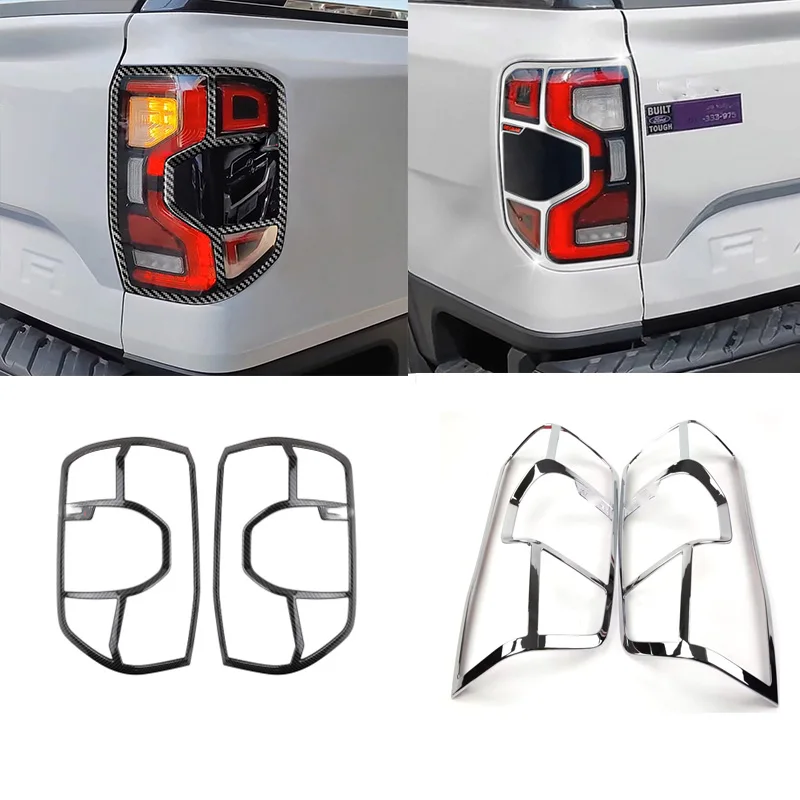 For Ford Ranger 2023 2024  ABS chrome Carbon Fiber Rear Light Cover Trim Taillights Lamp Protector Frame Accessories