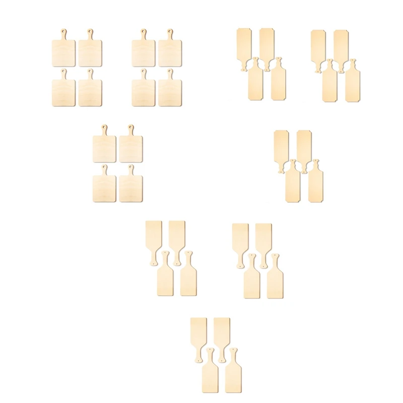 Papan pemotong kayu Mini kosong 12 buah, dengan pegangan papan potong kecil DIY dekorasi rumah dapur memasak sayuran