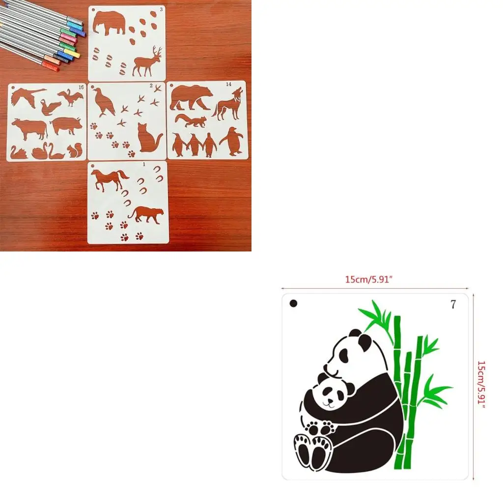 16 Pcs for Creative PET Painting Stencil Reusable Hollow-out Wild Drawing Template Set for DIY Spraying Dra