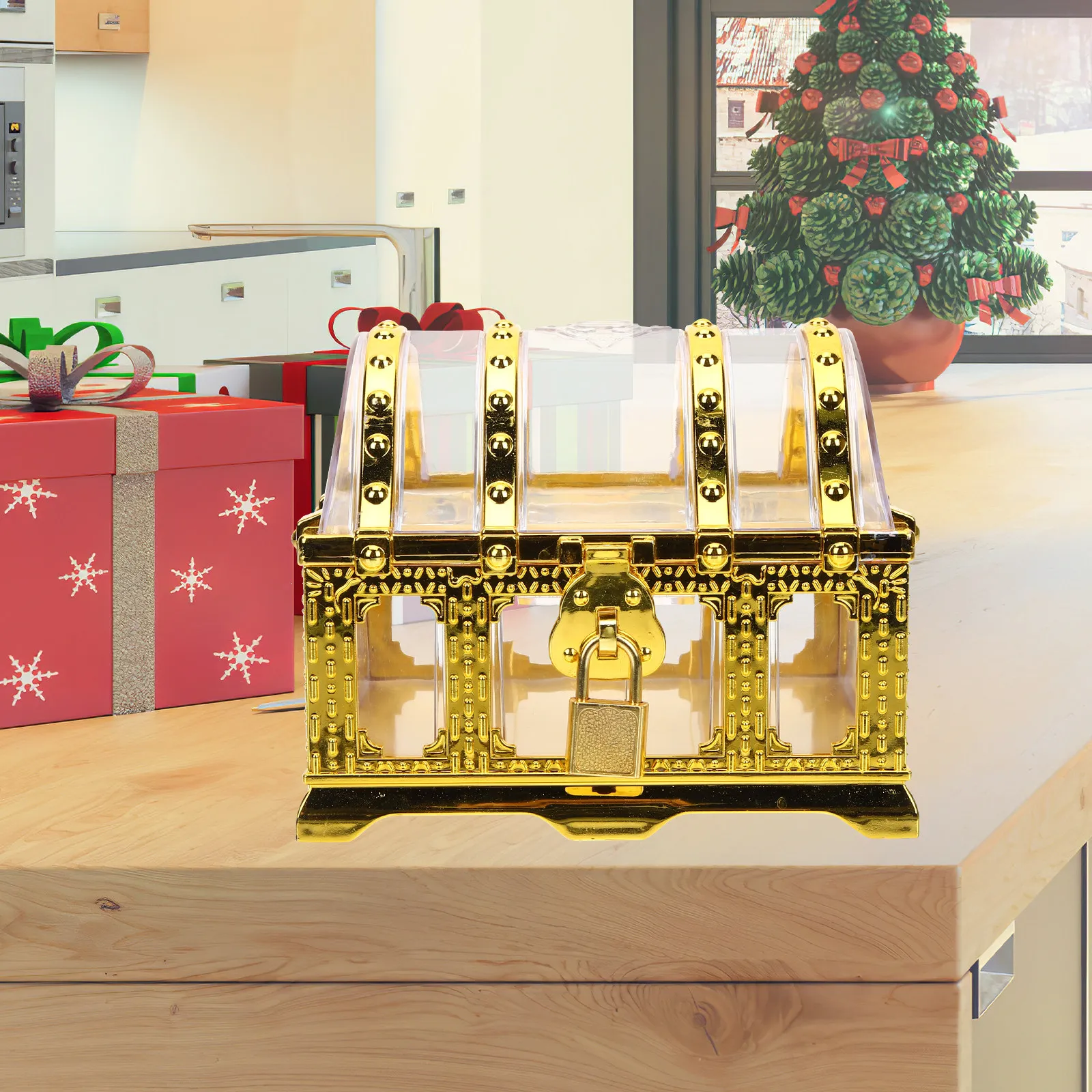 

Прозрачный пластиковый сундук для сокровищ для детей, декор для пиратской вечеринки, коробка для хранения, органайзер для украшений, маленькая прозрачная шкатулка для памятных вещей