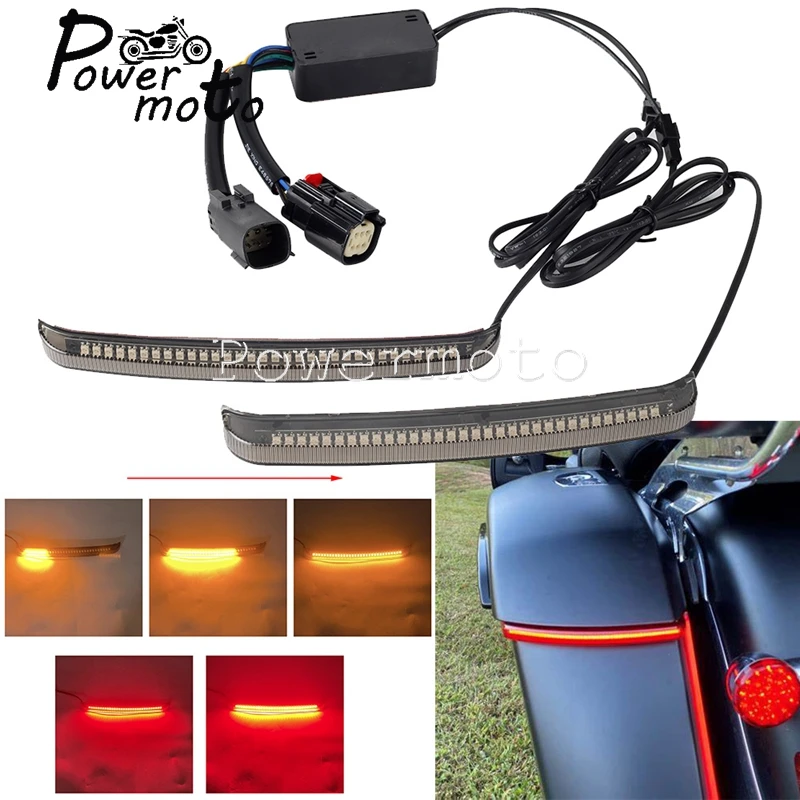 

Motorcycle Turn Signal Light Saddlebag LED Sequential Amber Flowing Accent Lamp For Harley Touring Electra Road Glide 2014-2022