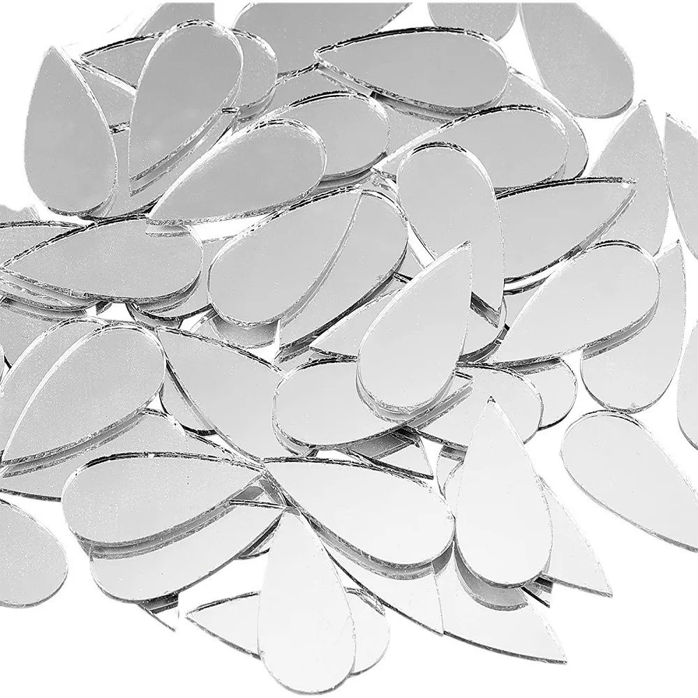 100pcs Acrylic Acrylic Mirror Stickers Self Adhesive 3D Effect Water Drop Wall Stickers Mirror Finish Water Drop Shape